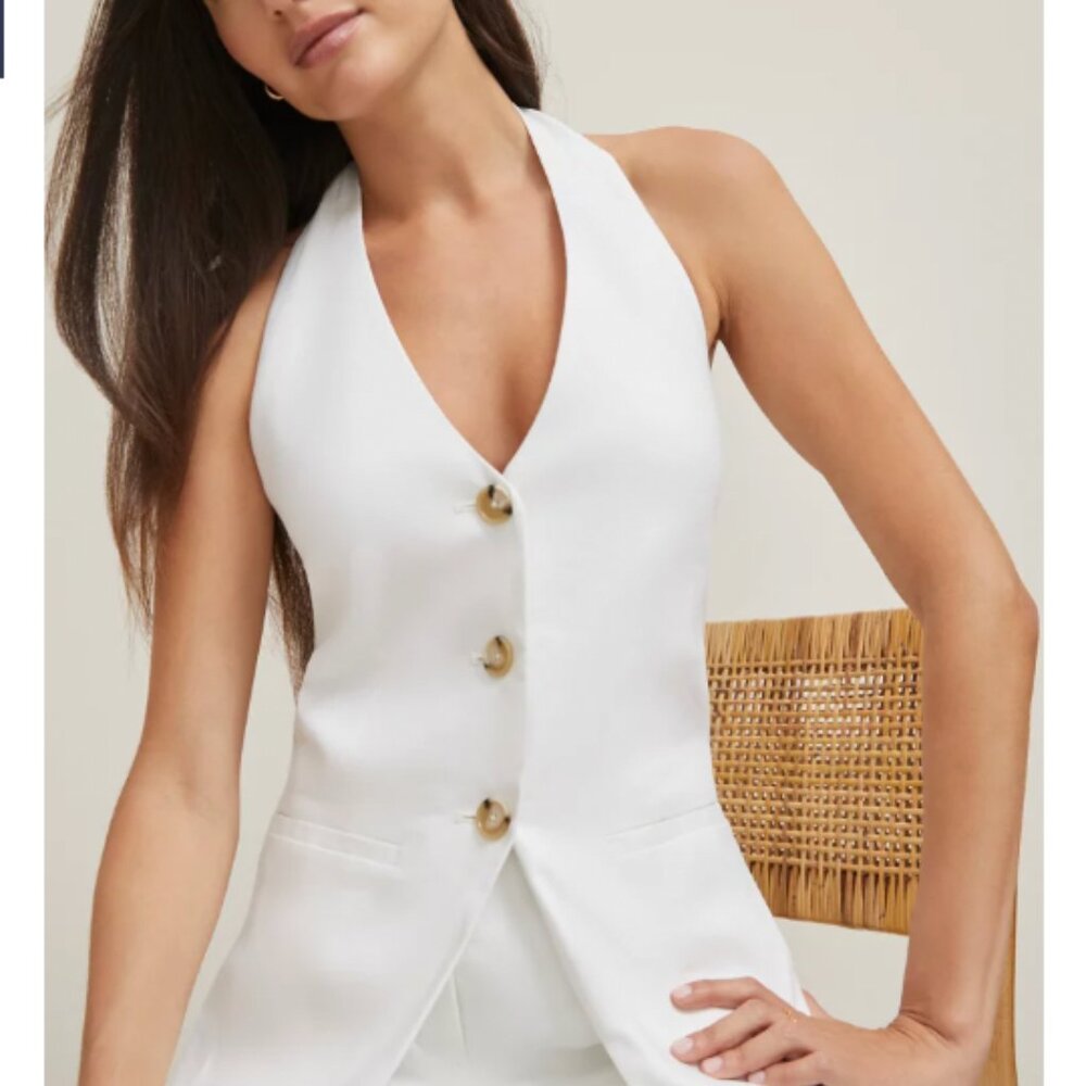 Ann Taylor Linen Halter Blazer Vest Size 8